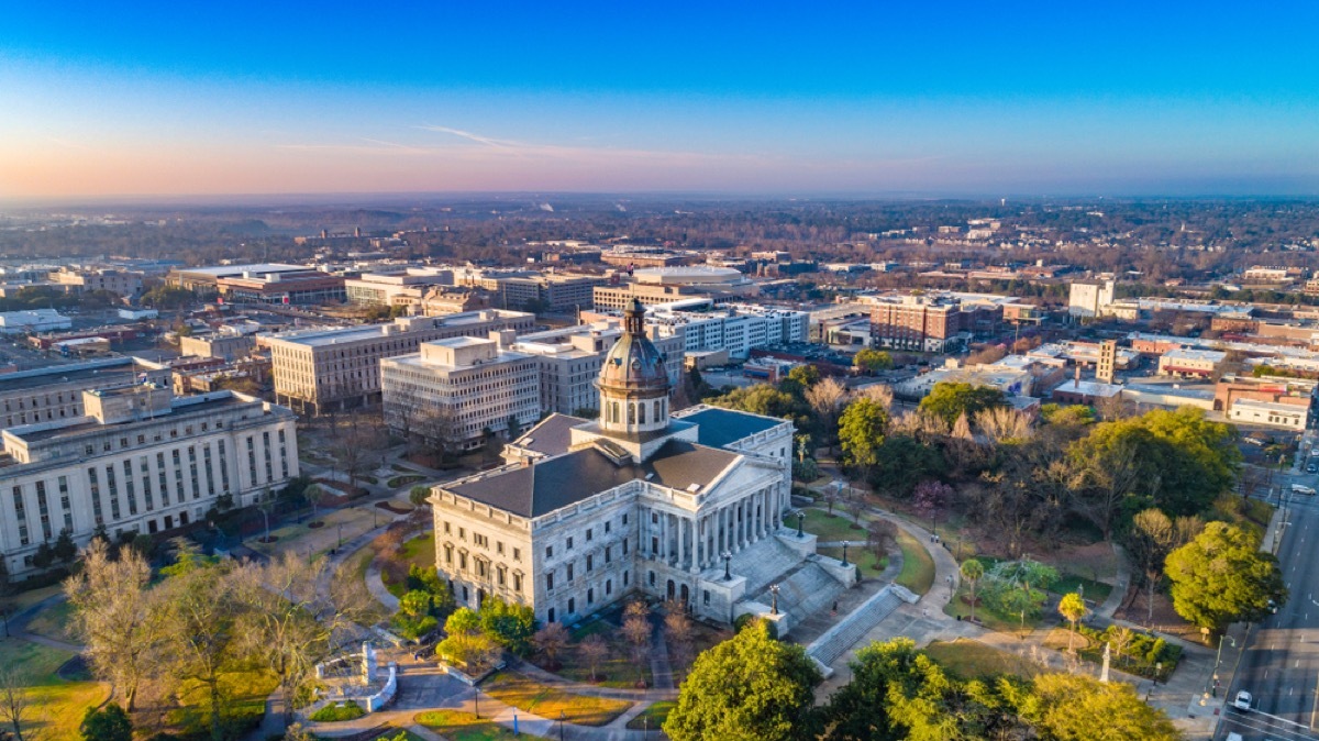 aerial view of downtown columbia south carolina