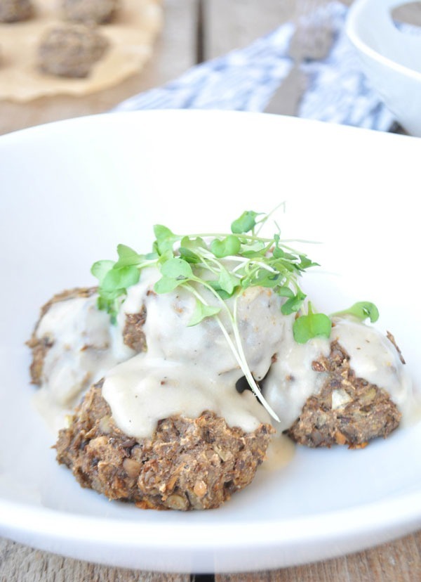 mushroom lentil swedish meatless balls