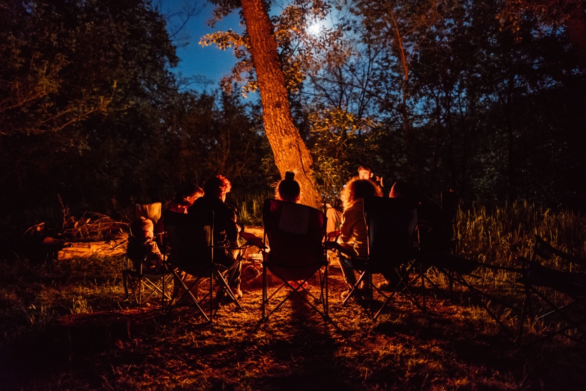 Friends at campfire