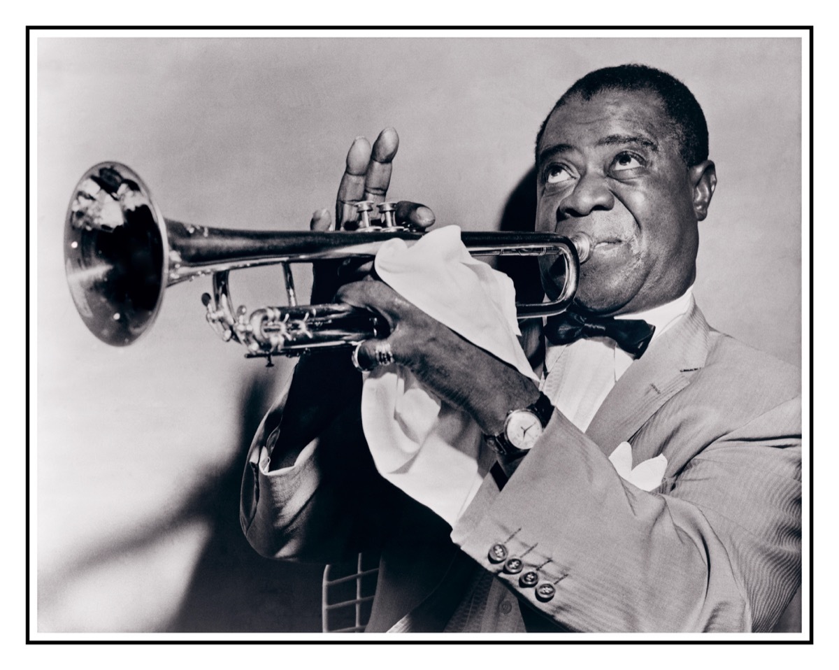 Louis Armstrong plays trumpet in 1950s