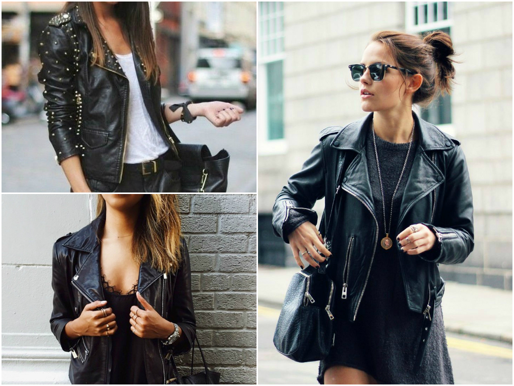 7. Black leather jacket