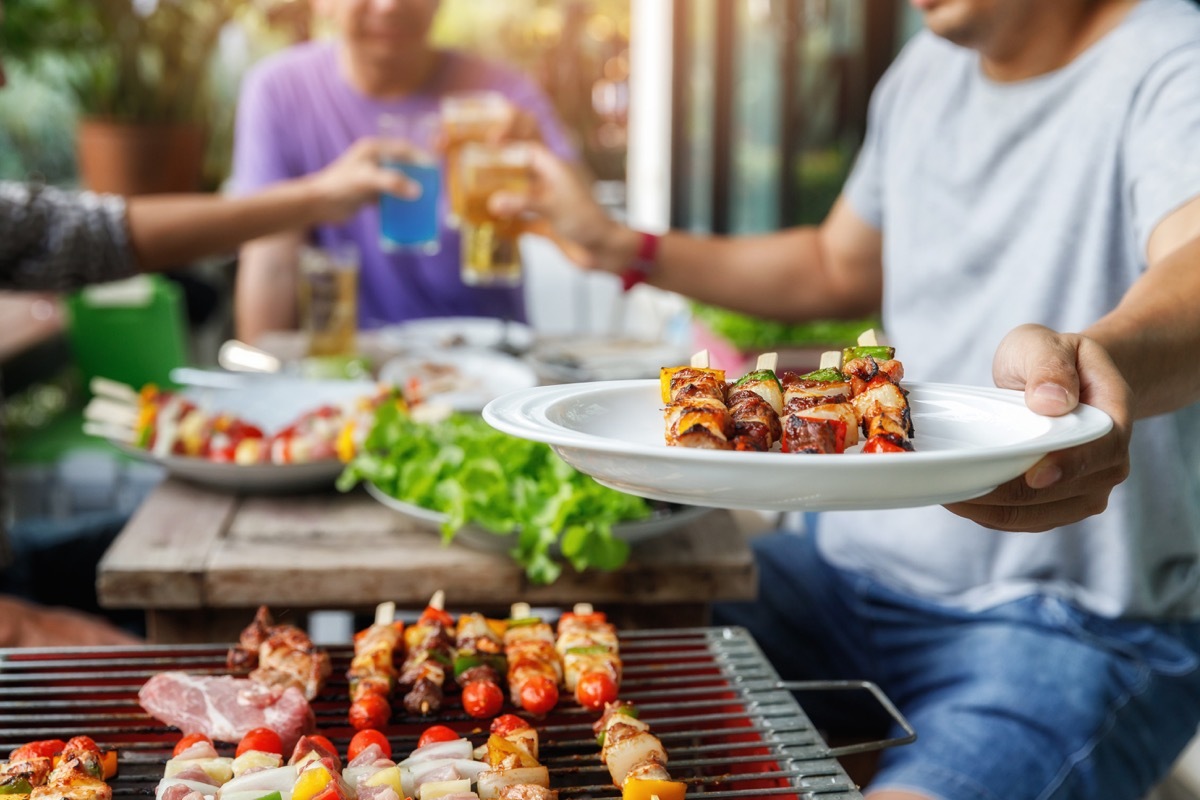 Man barbecuing