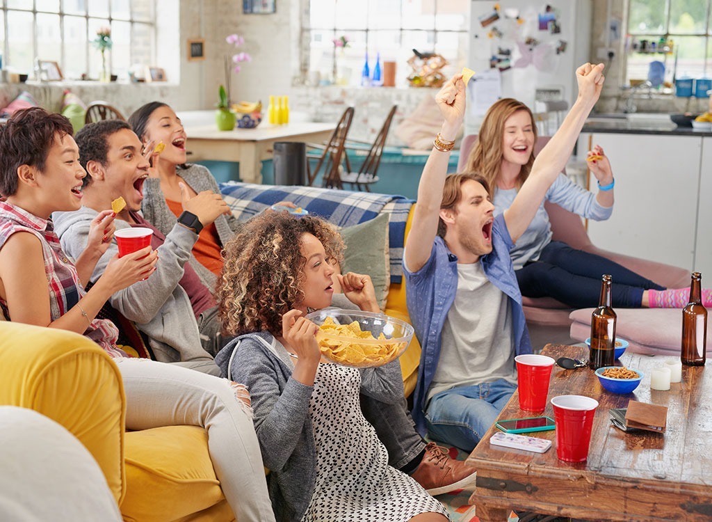 group of friends watching tv