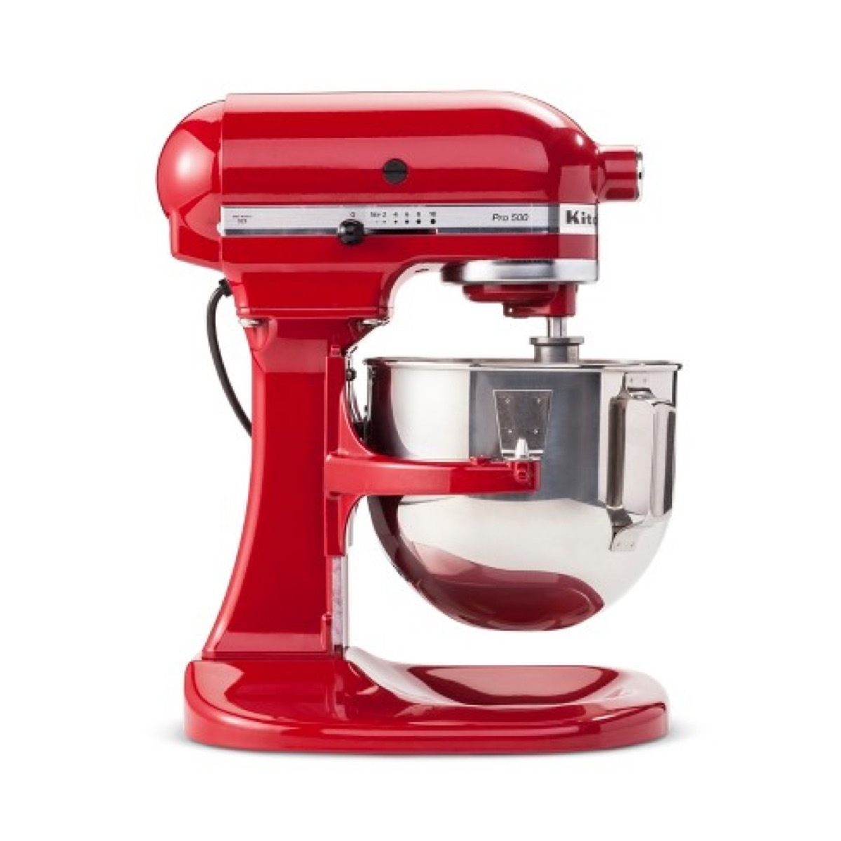 Red Kitchenaid mixer white background