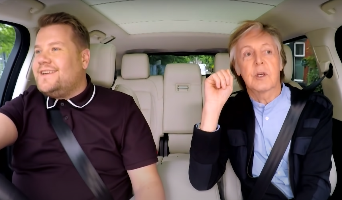 James Corden and Paul McCartney during 