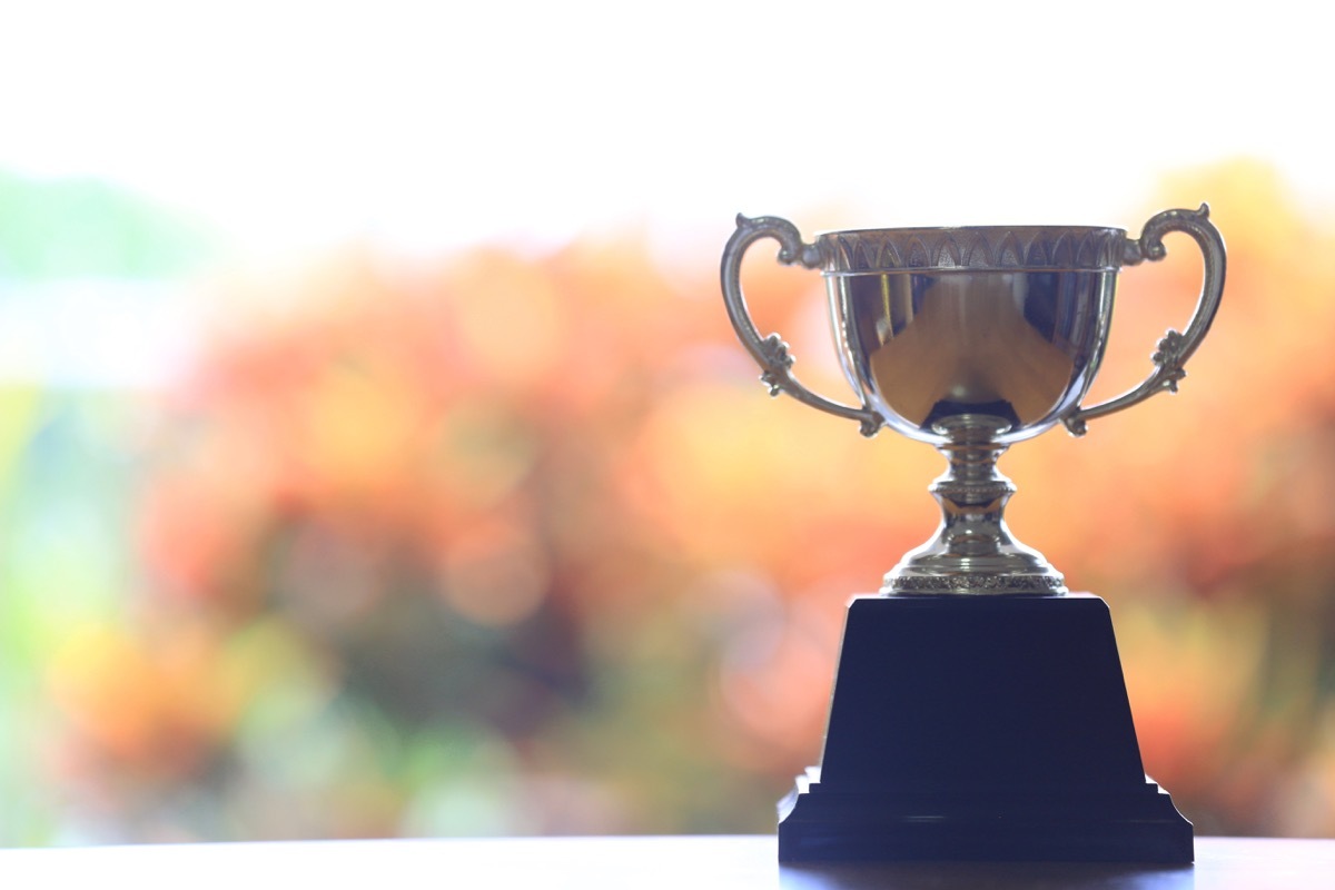 a trophy on the table