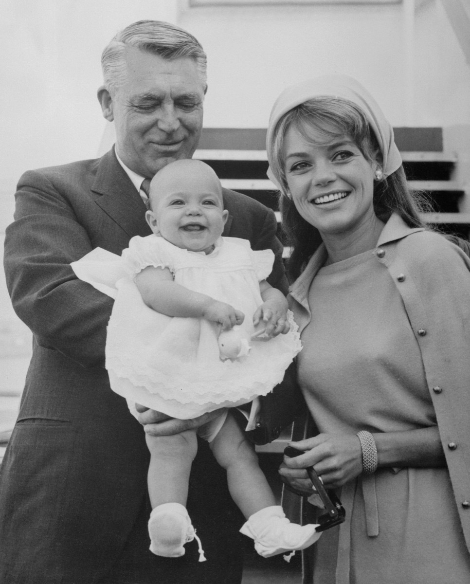 Cary Grant, Dyan Cannon, and baby daughter Jennifer Grant