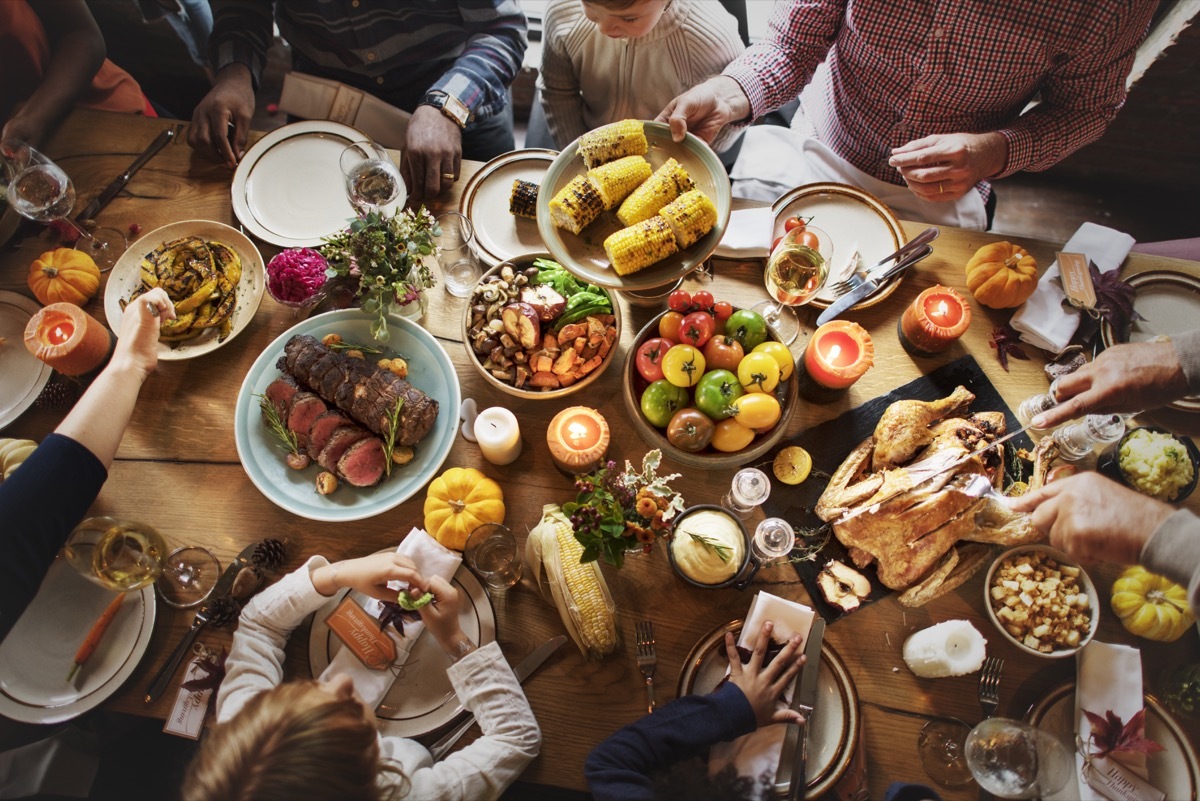 Family eating thanksgiving together