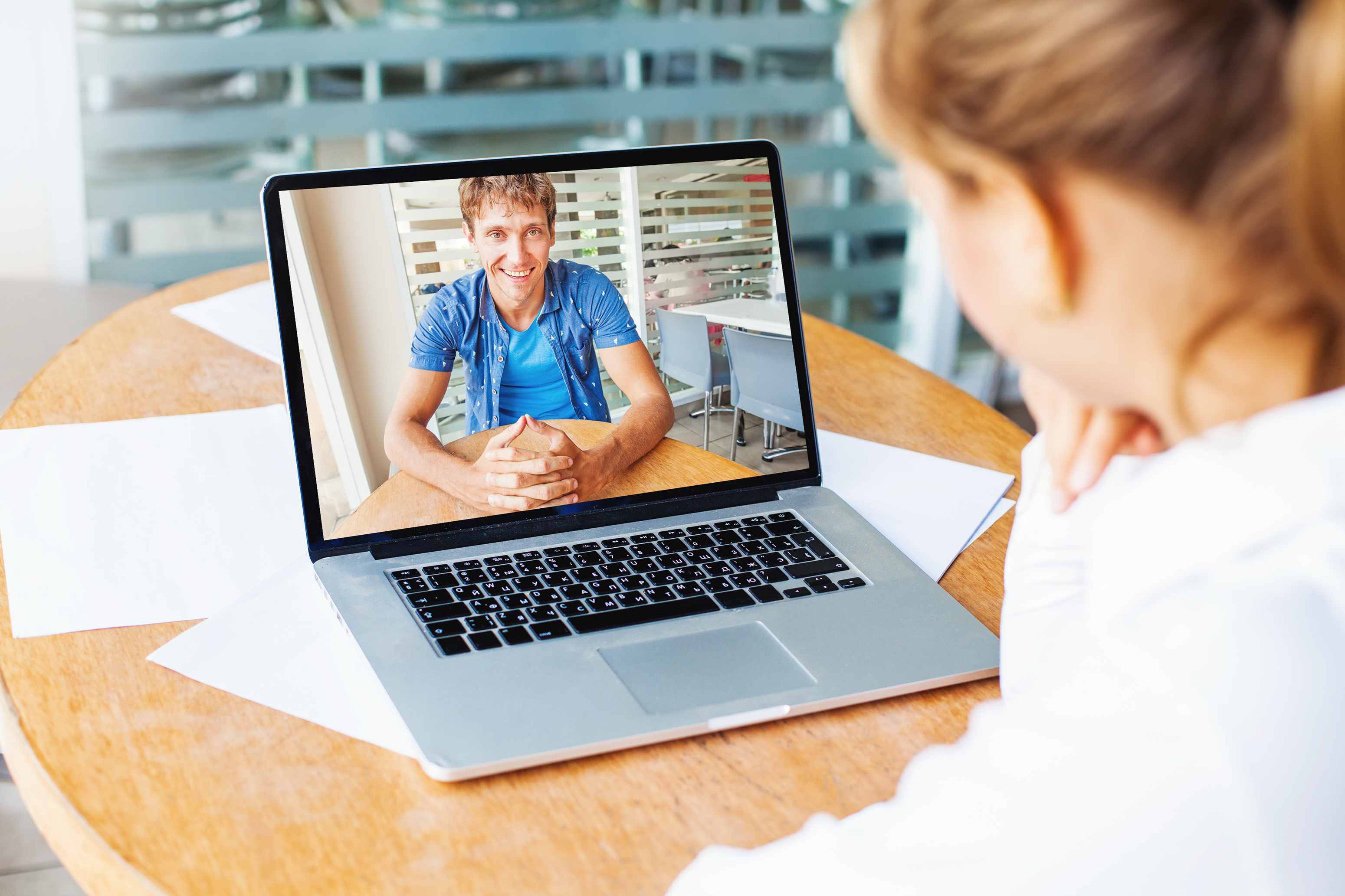 couple saying. good morning over video chat