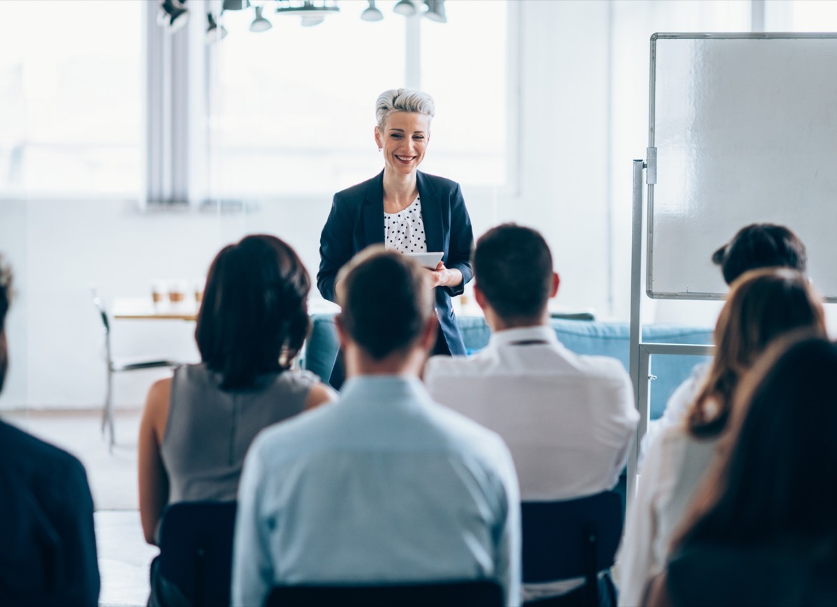 corporate meeting with employees