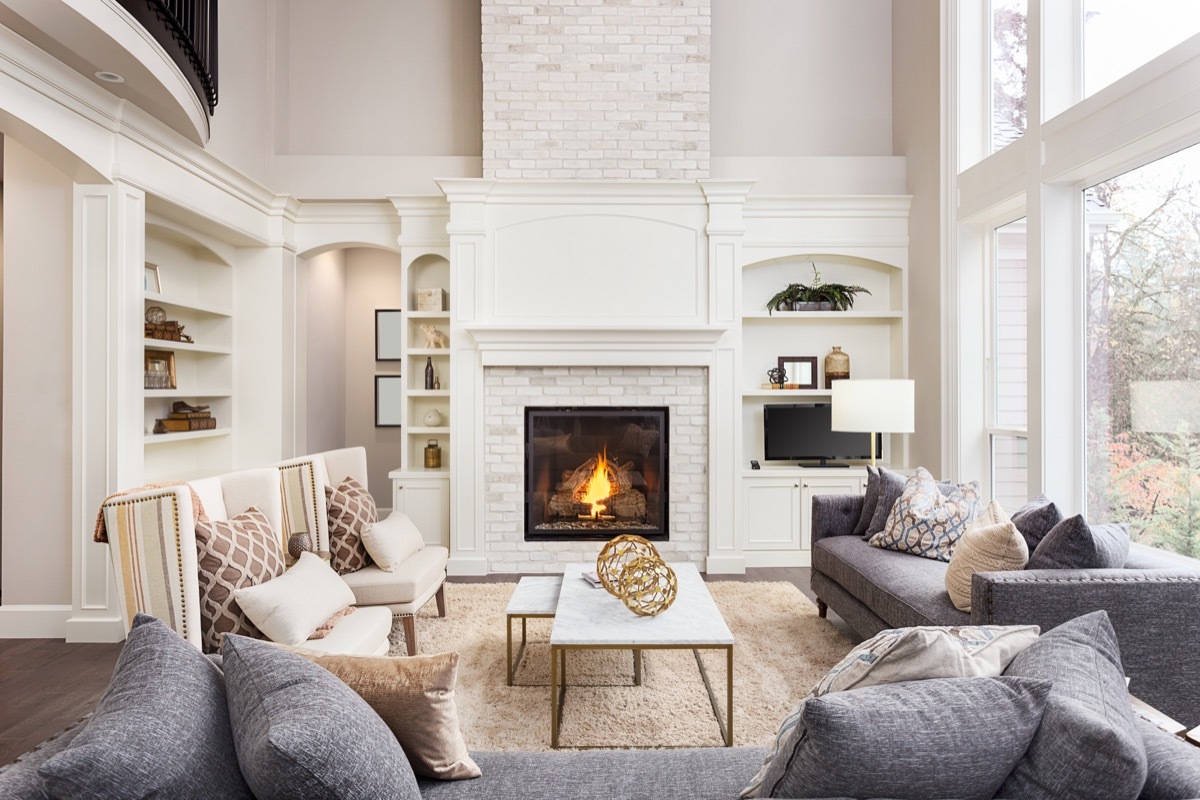 living room interior with hardwood floors and fireplace