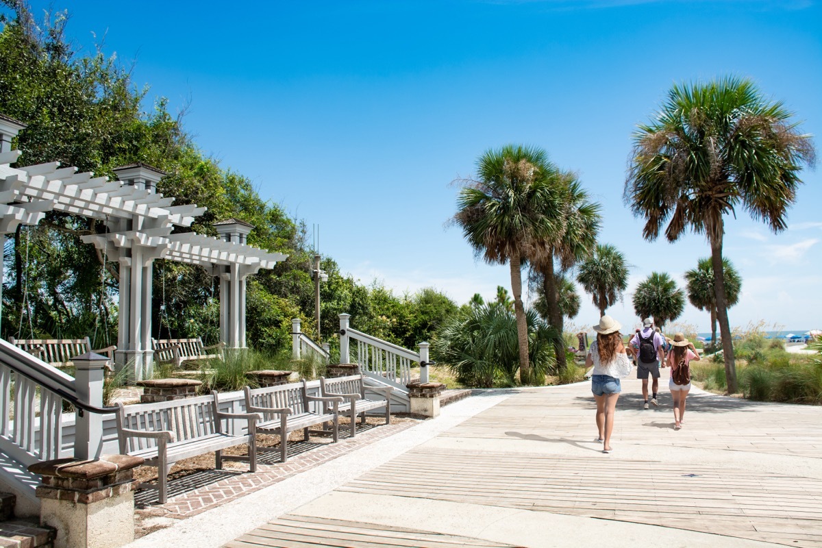 family walking to the beach on hilton head island