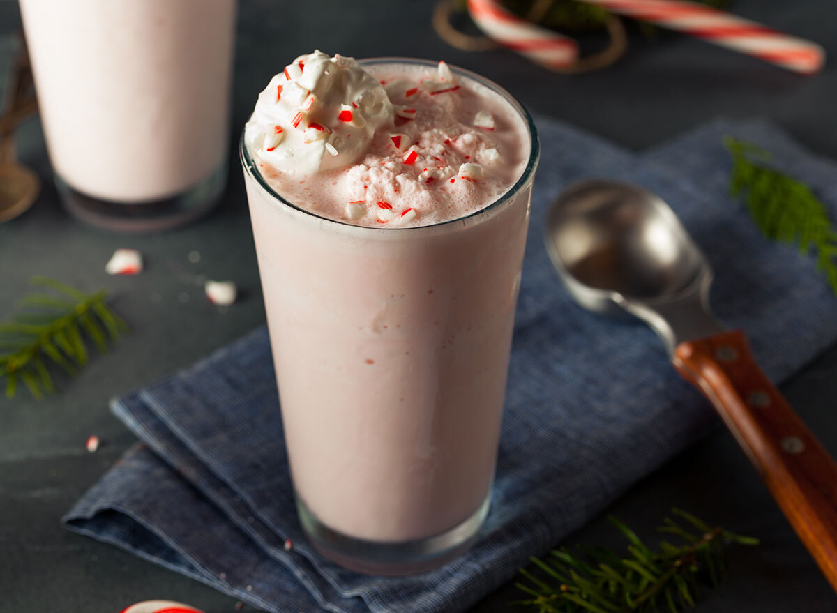 Candy cane chocolate milkshake