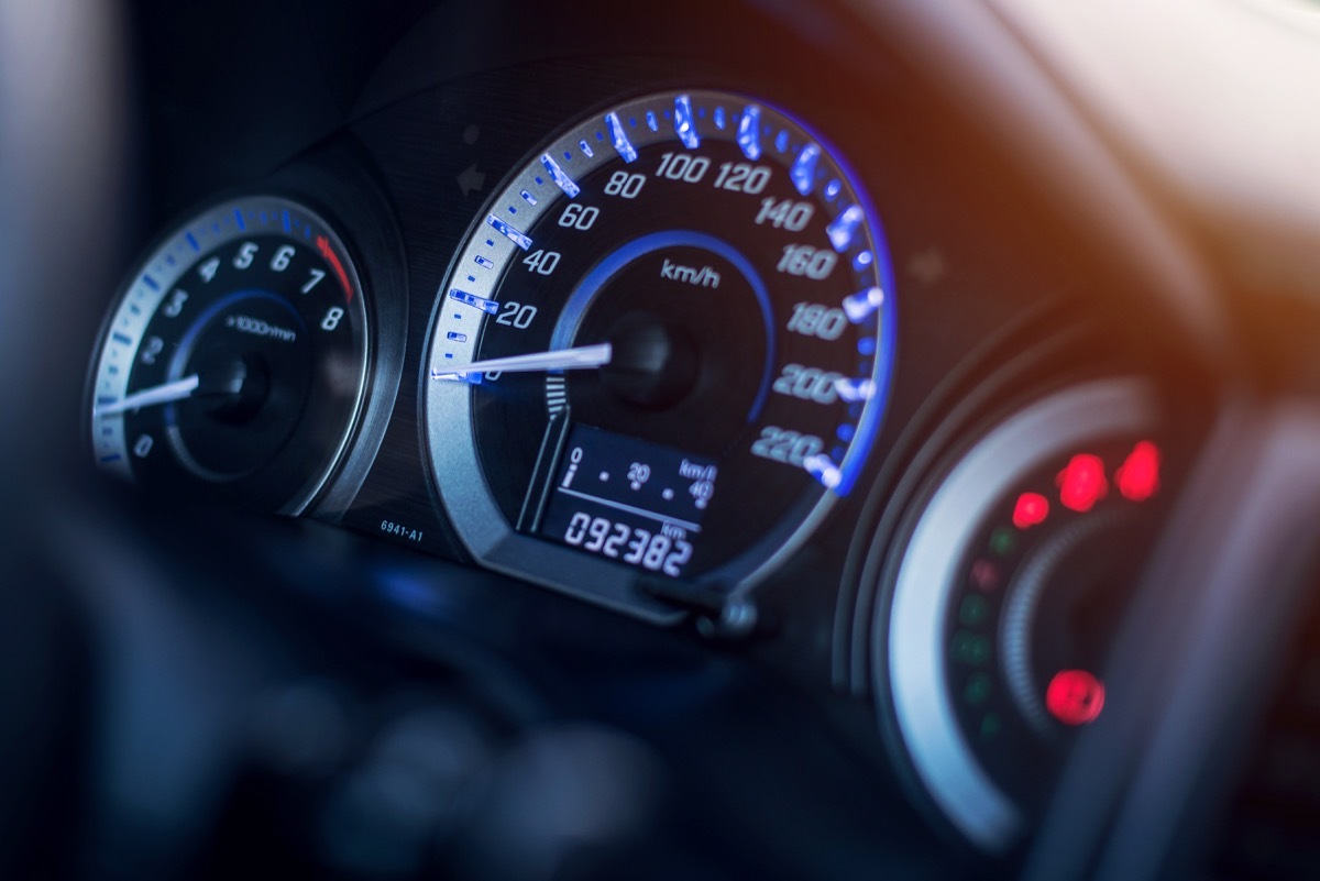 car's dashboard showing the odometer