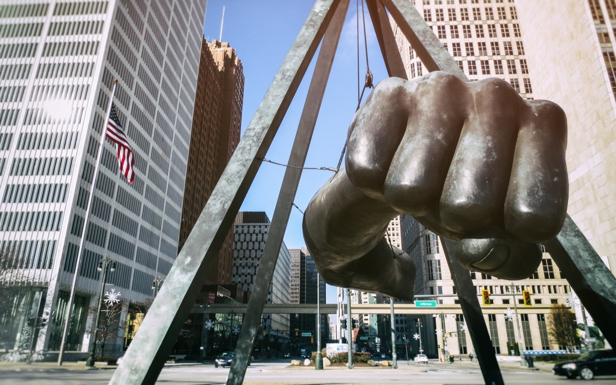 fist statue in detroit michigan 