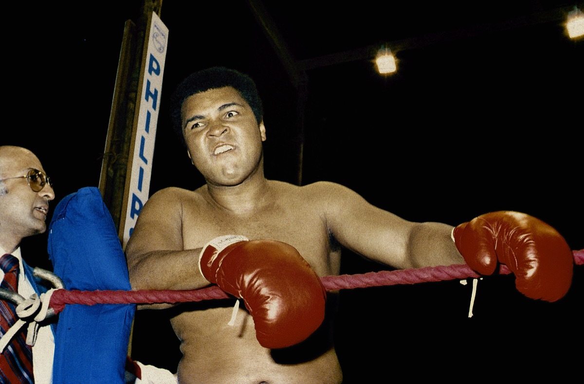 Manila, Philippines, September, 1975 Muhammad Ali clowning around during training for 