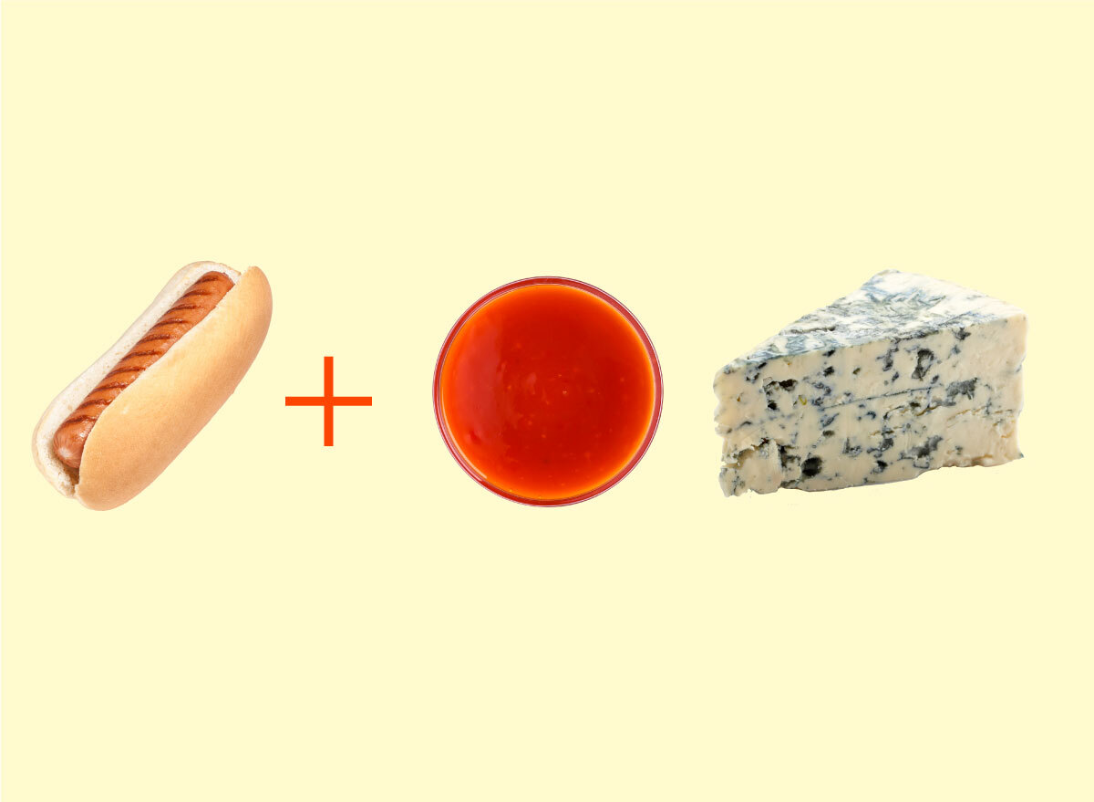 hot dog buffalo sauce blue cheese combo graphic