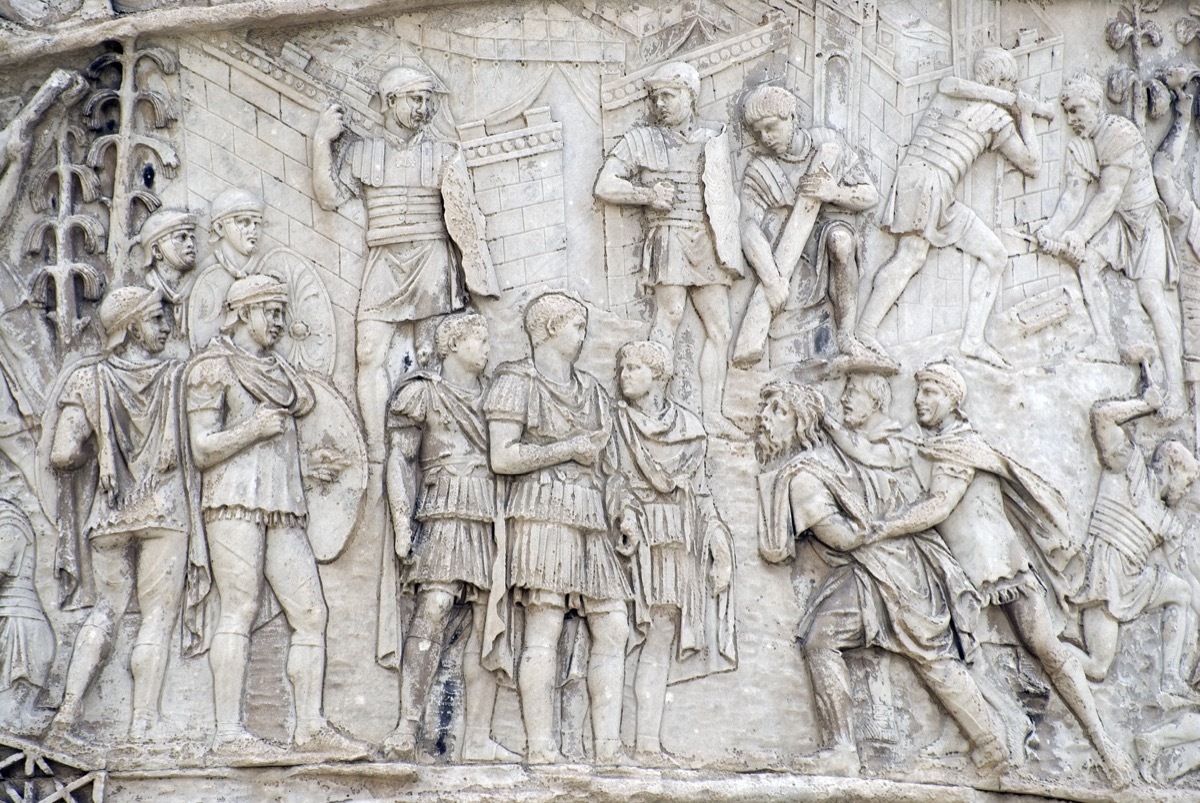 image of theTrajan's Column (in Italian: Colonna Traiana).It is a Roman triumphal column in Rome, Italy, that commemorates Roman emperor Trajan's victory in the Dacian Wars. - Image