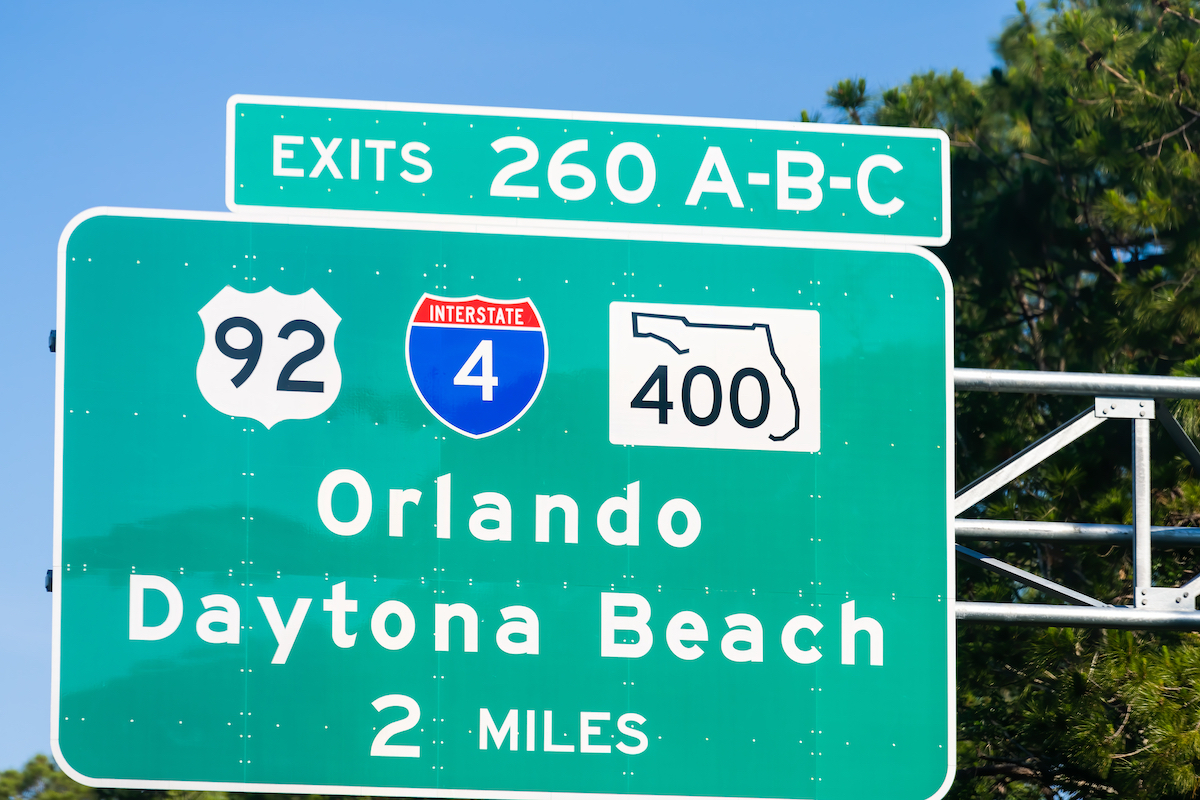 U.S. 92 road sign to Orlando and Daytona Beach