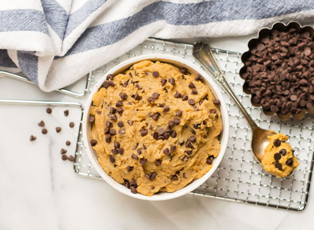 bowl of homemade chickpea cookie dough