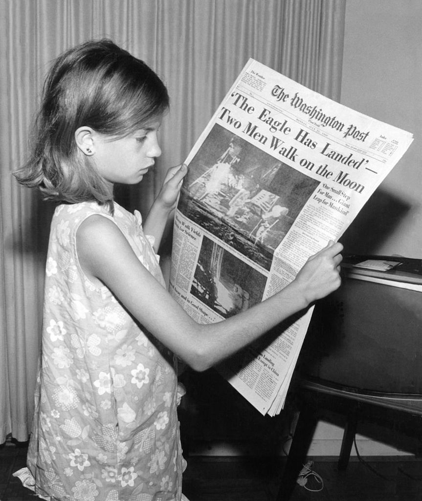 Newspaper about moon landing