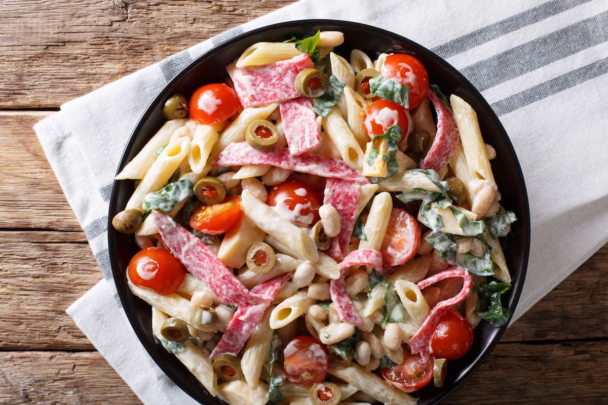 Pasta salad with salami