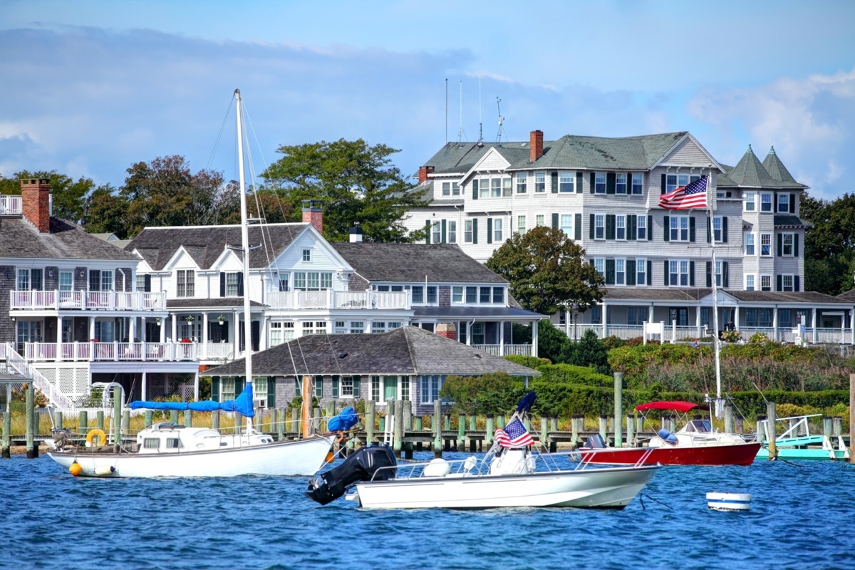 boats in a harbor in martha's vineyard