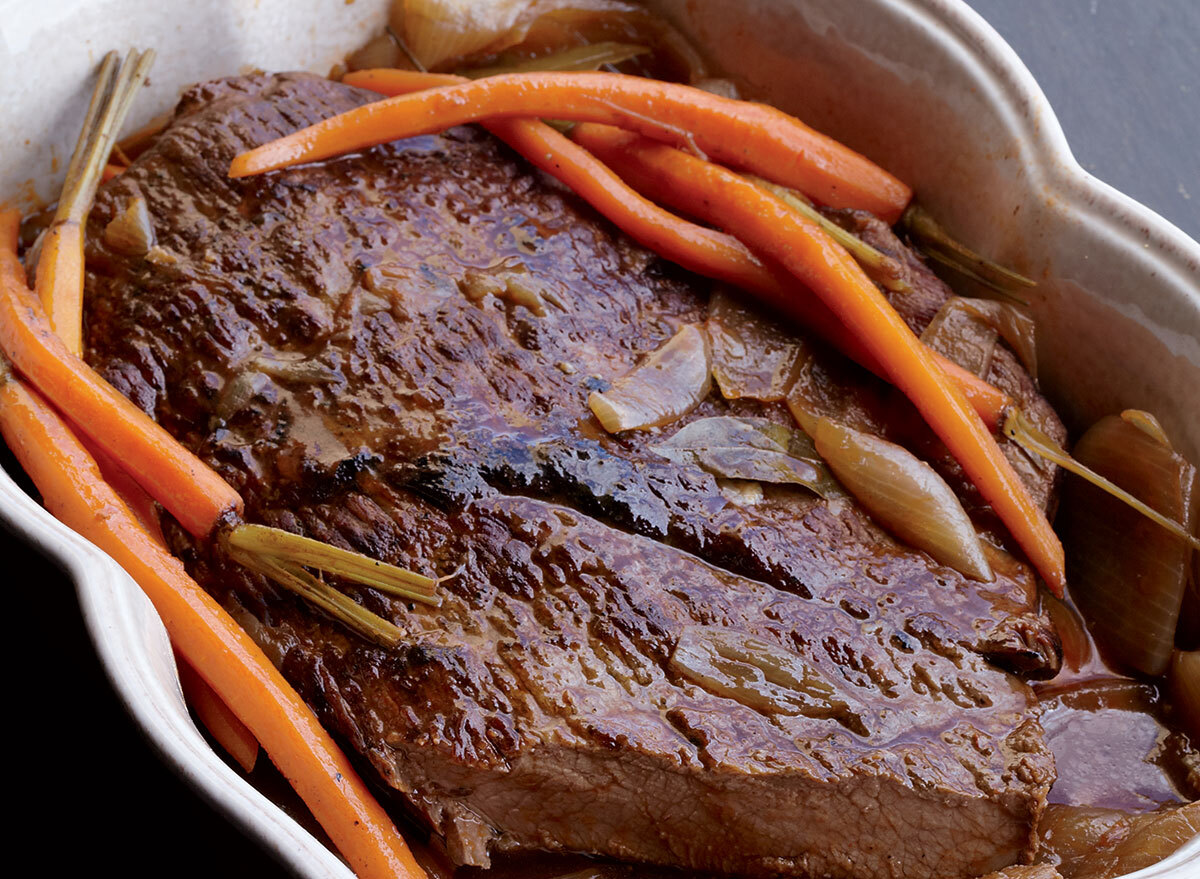 Low-calorie braised brisket with horseradish cream