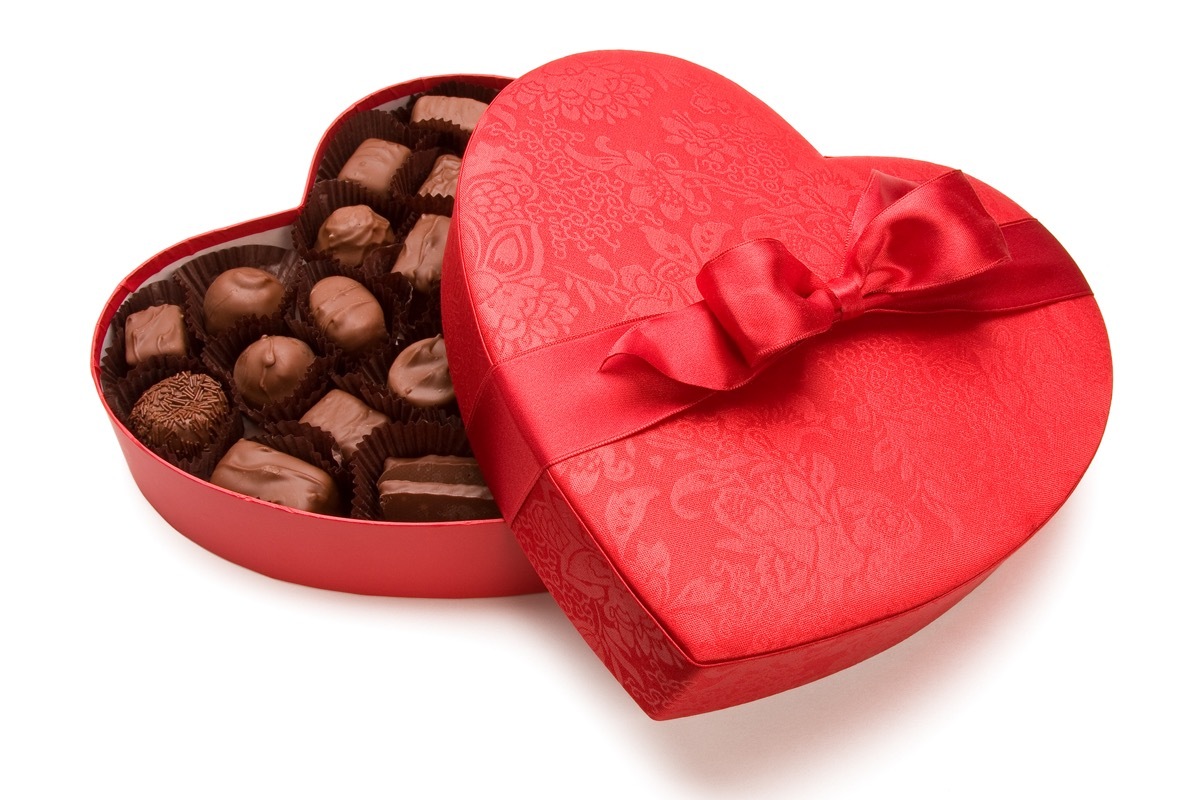 a heart shaped box of chocolates