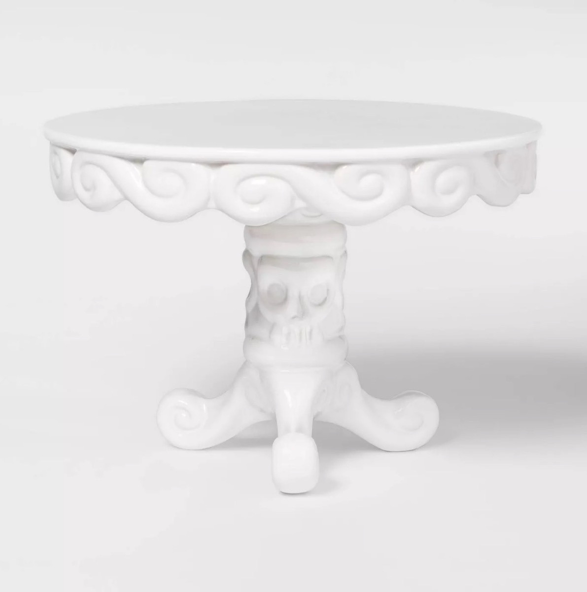 white ceramic cake stand with skull base, target halloween decor