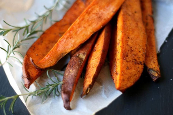 baked sweet potato rosemary wedges