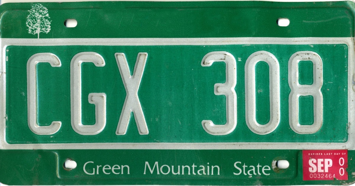 vermont license plate photoshopped