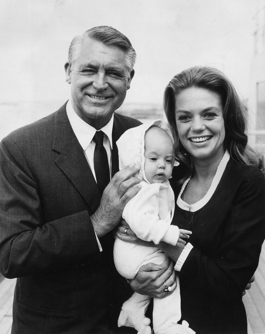 Cary Grant, Jennifer Grant, and Dyan Cannon in England in 1966