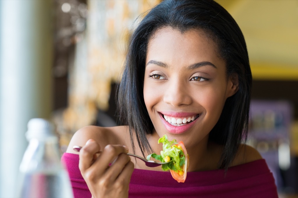 woman eating at a restaurant