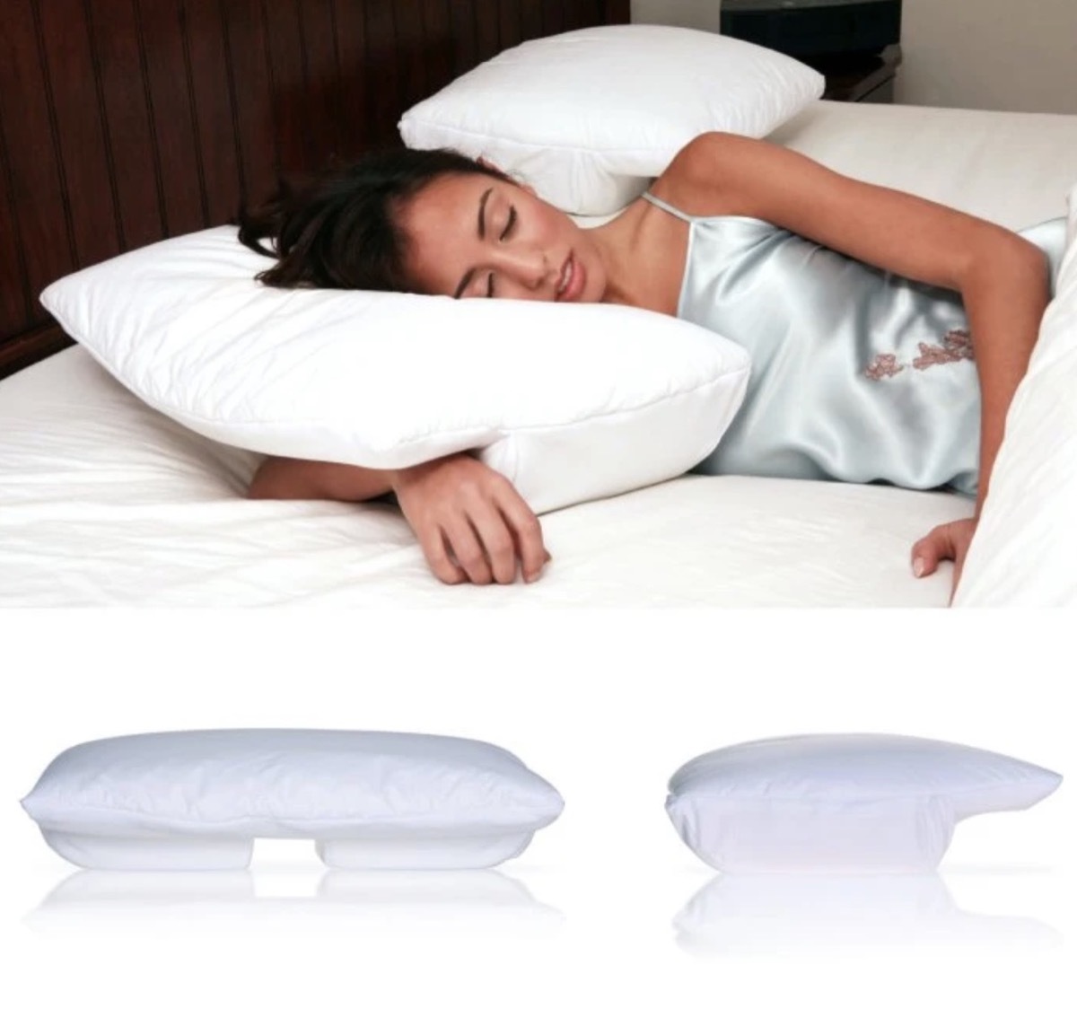 woman sleeping on white pillow, better sleep essentials