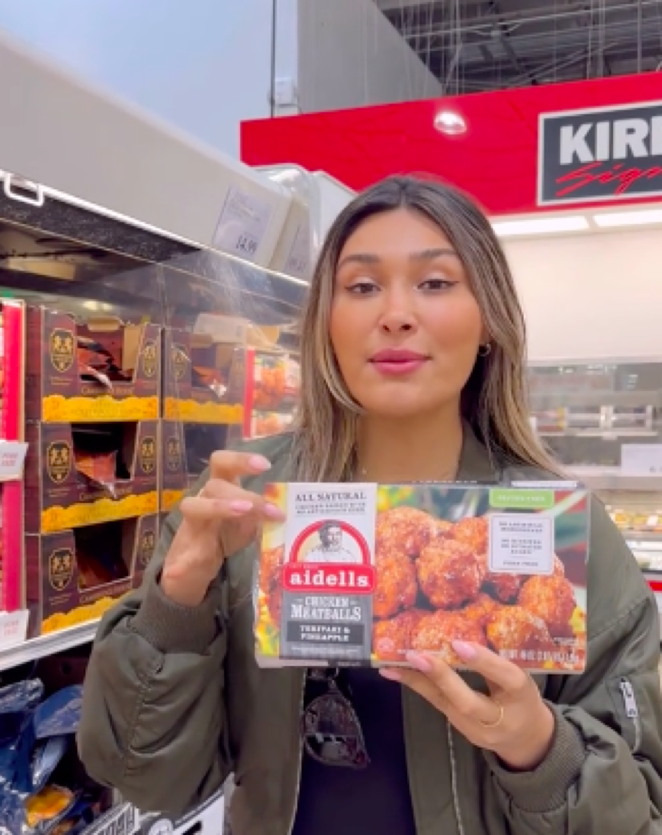 still from TikTok of Costco chicken meatballs