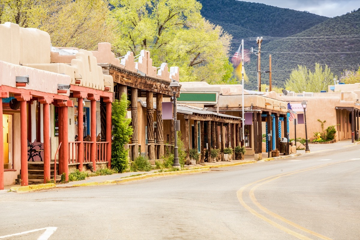 Small town featuring the main street with shops