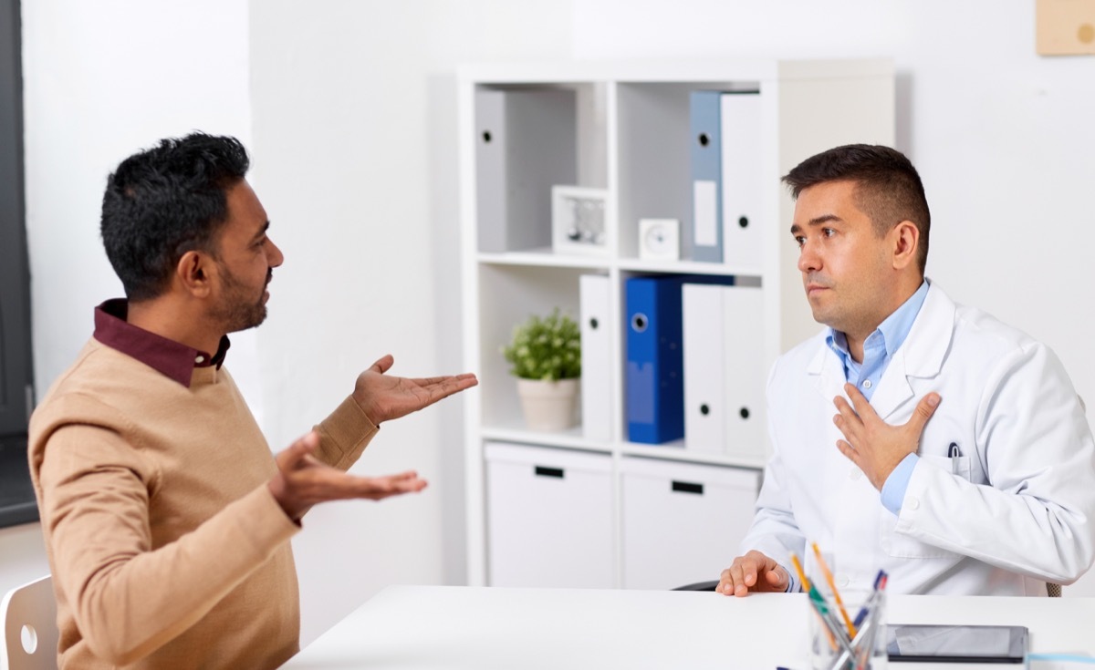 An angry patient talking to his doctor