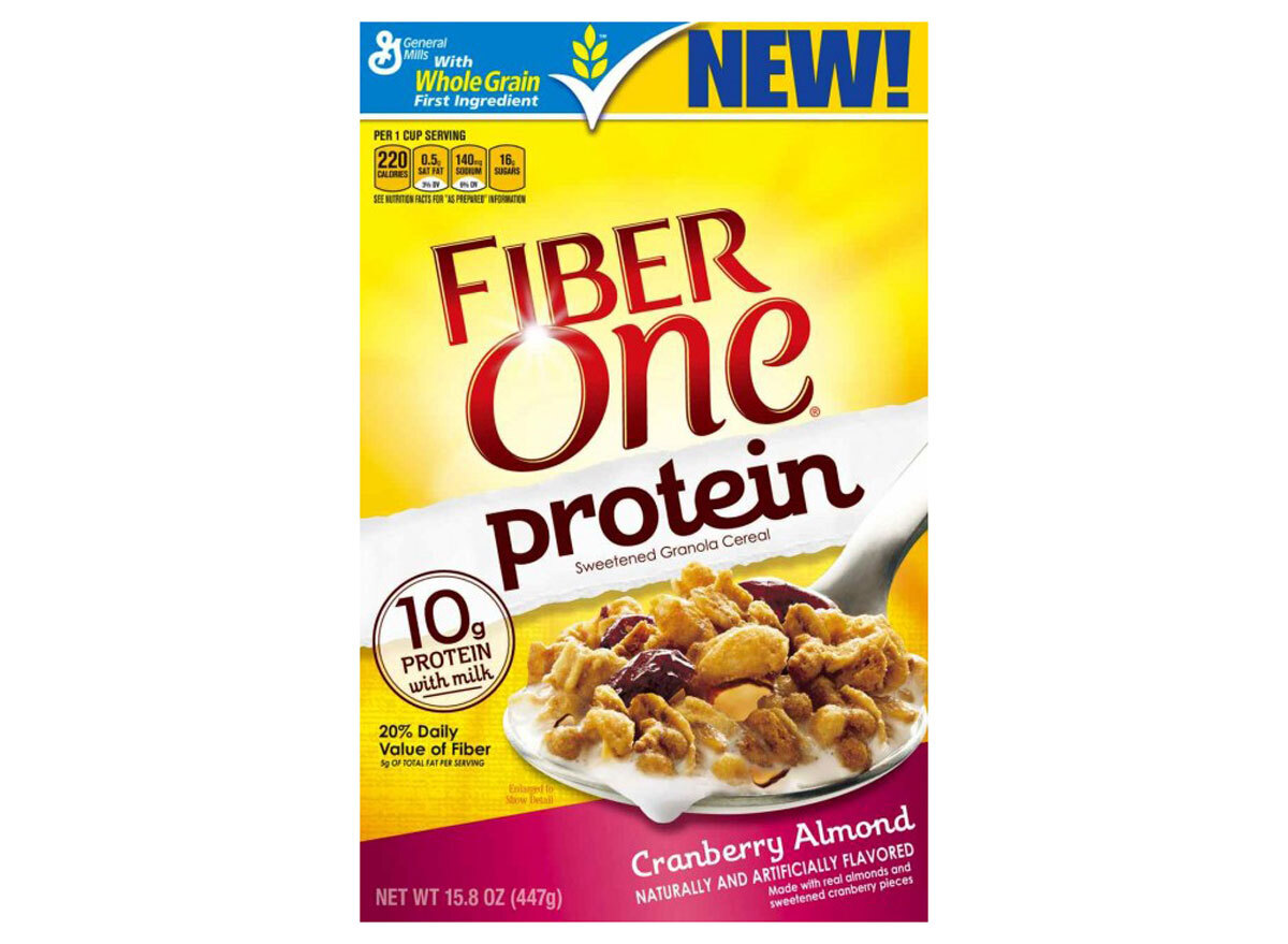 general mills fiber one protein sweetened granola cereal box