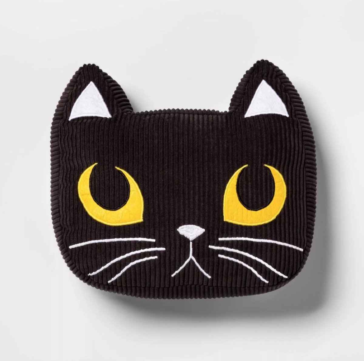 black cat pillow with yellow eyes, target halloween decor