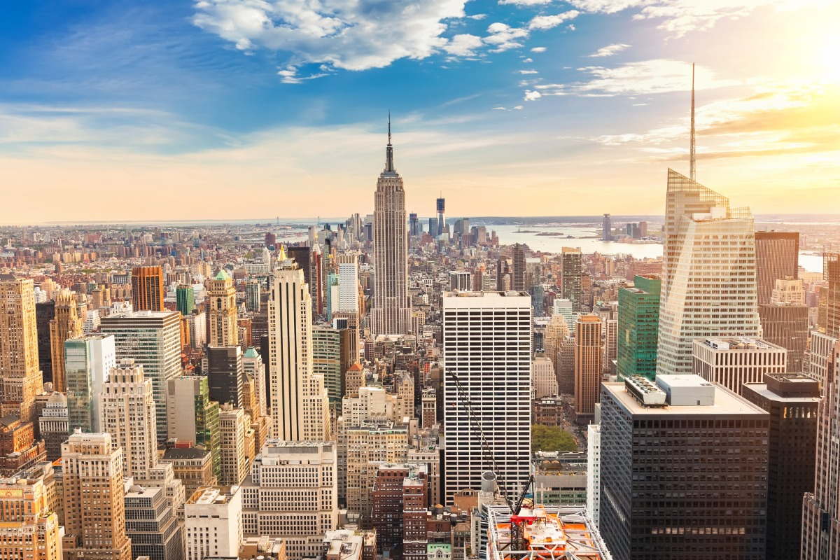 View of New York City from the top of the Empire State Building.