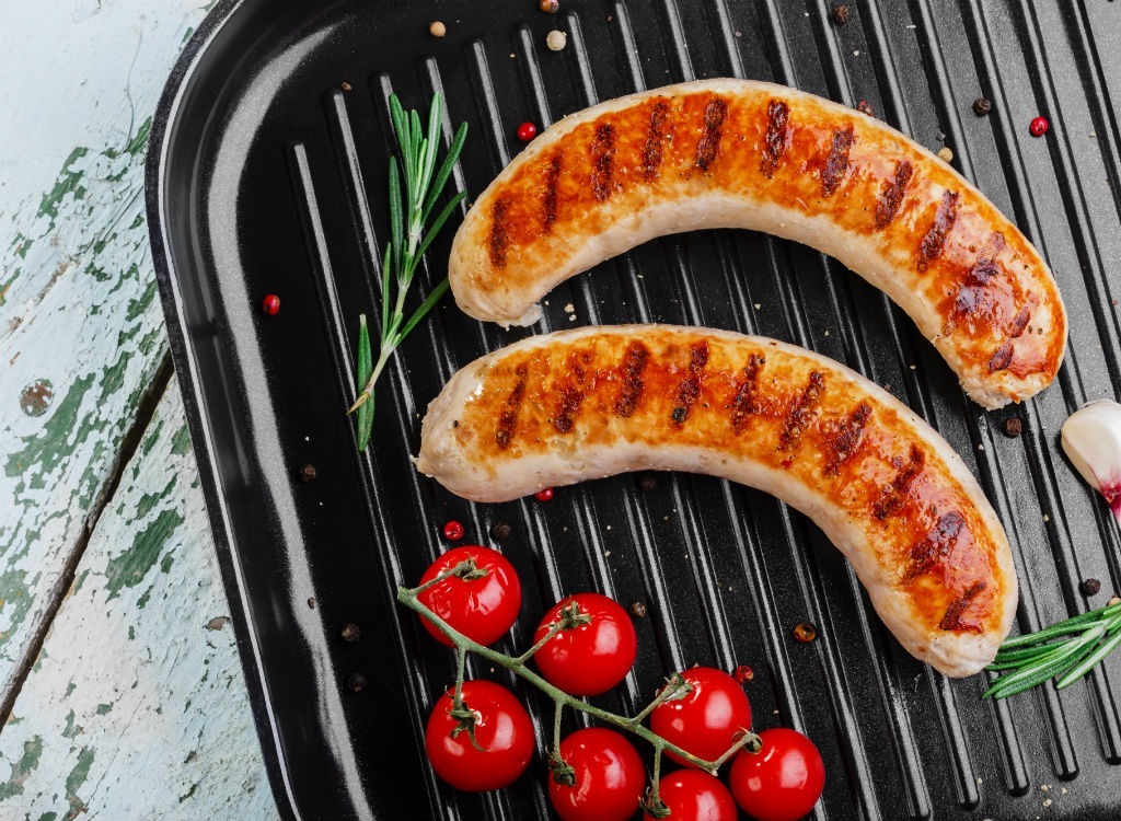 pork sausage on grill