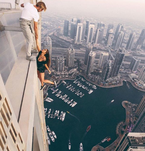 Woman Setting Up Dangerous Selfies