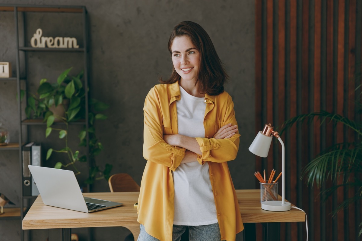 Woman Standing With Yellow Shirt on