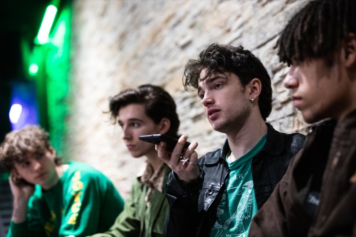 MADRID, SPAIN - FEBRUARY 28:(L-R) Portraits of the band Inhaler, Robert Keating, Ryan McMahon, Bono's son (U2), Elijah Hewson and Josh Jenkinson in the Shoko room, on February 28, 2020 in Madrid, Spain.