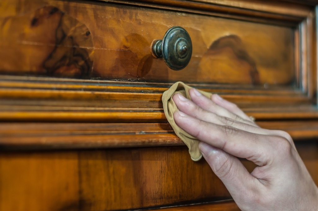 Woman cleaning furniture 