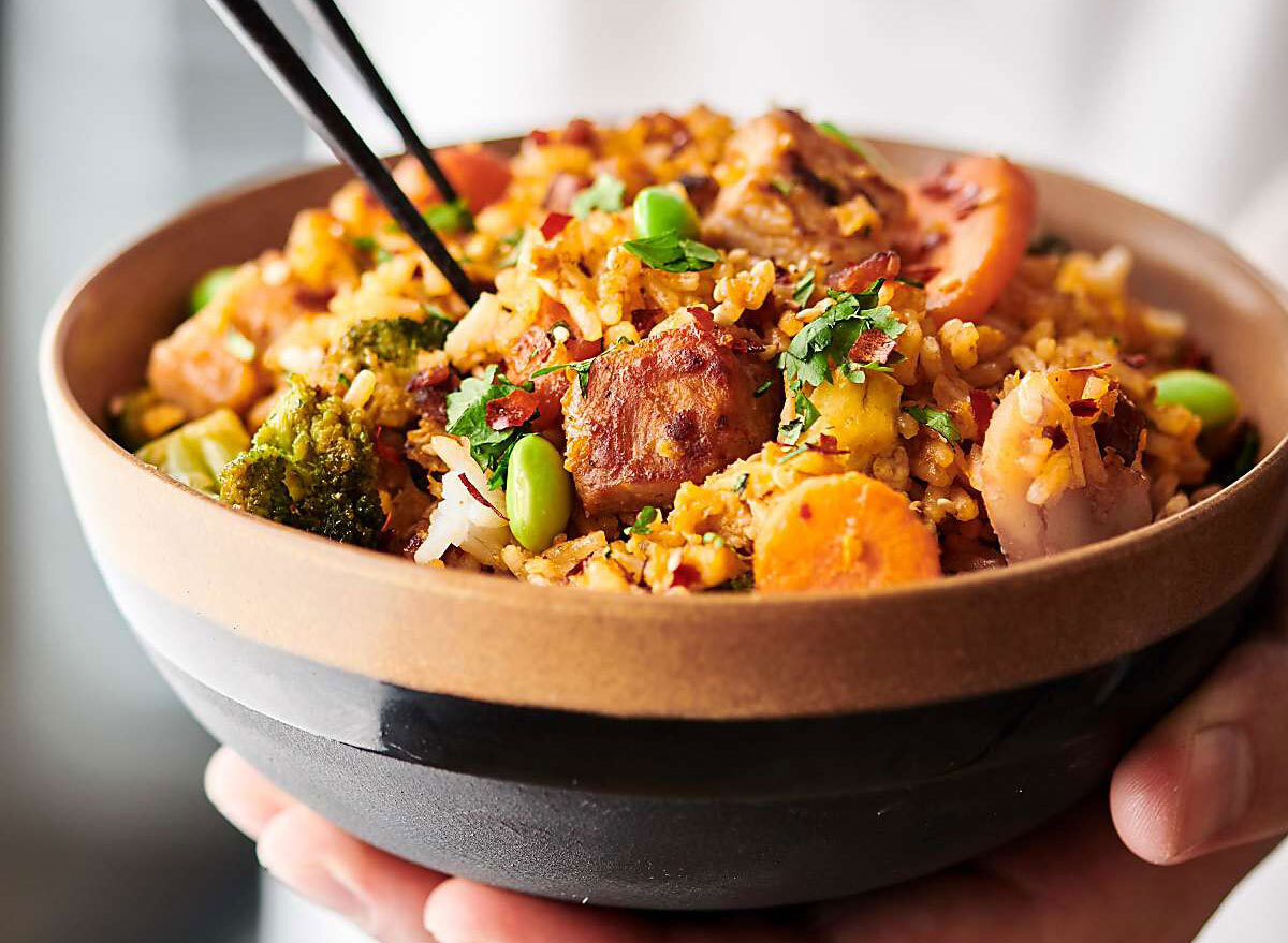 pork fried rice and veggies