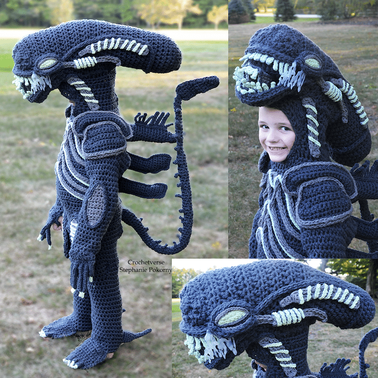 Xenomorph from Alien costume  | Mom Crochets Incredibly Elaborate Pop Culture Costumes | Her Beauty