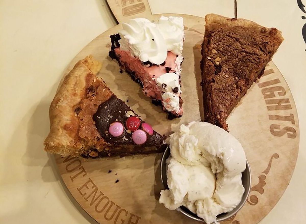 pie flight with three pie slices and ice cream