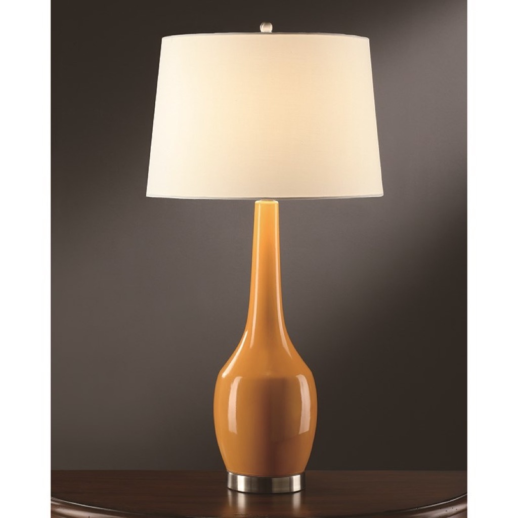 A sleek yellow lamp